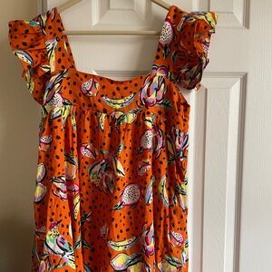 Orange fruit printed dress (NWT)